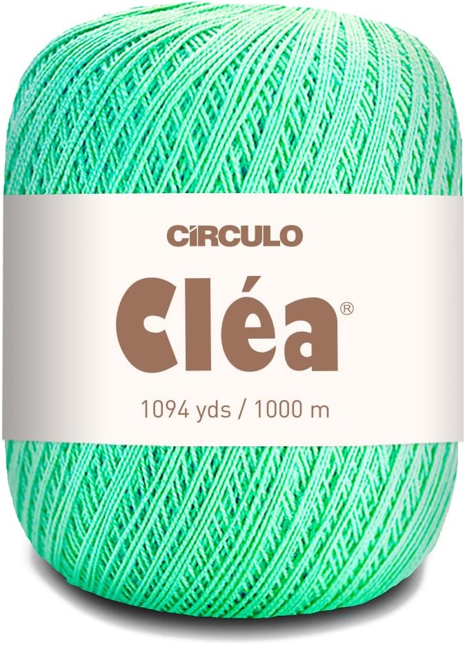 CRCULO Circulo Clea Yarn – Crochet Thread Fine Size 10-8/2 Perfect for Weaving - 100% Mercerized Brazilian Cotton (Pack of 1 Ball) – 5.3 oz, 1094 yds - Color: 5743 - Neo Mint - Image 1